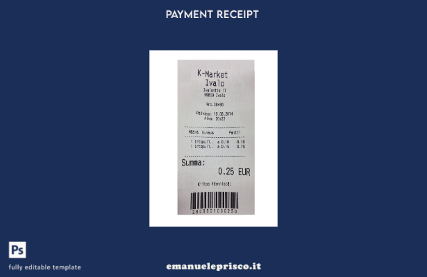 modello di ricevuta di pagamento Ivalo in stile verificato K Market